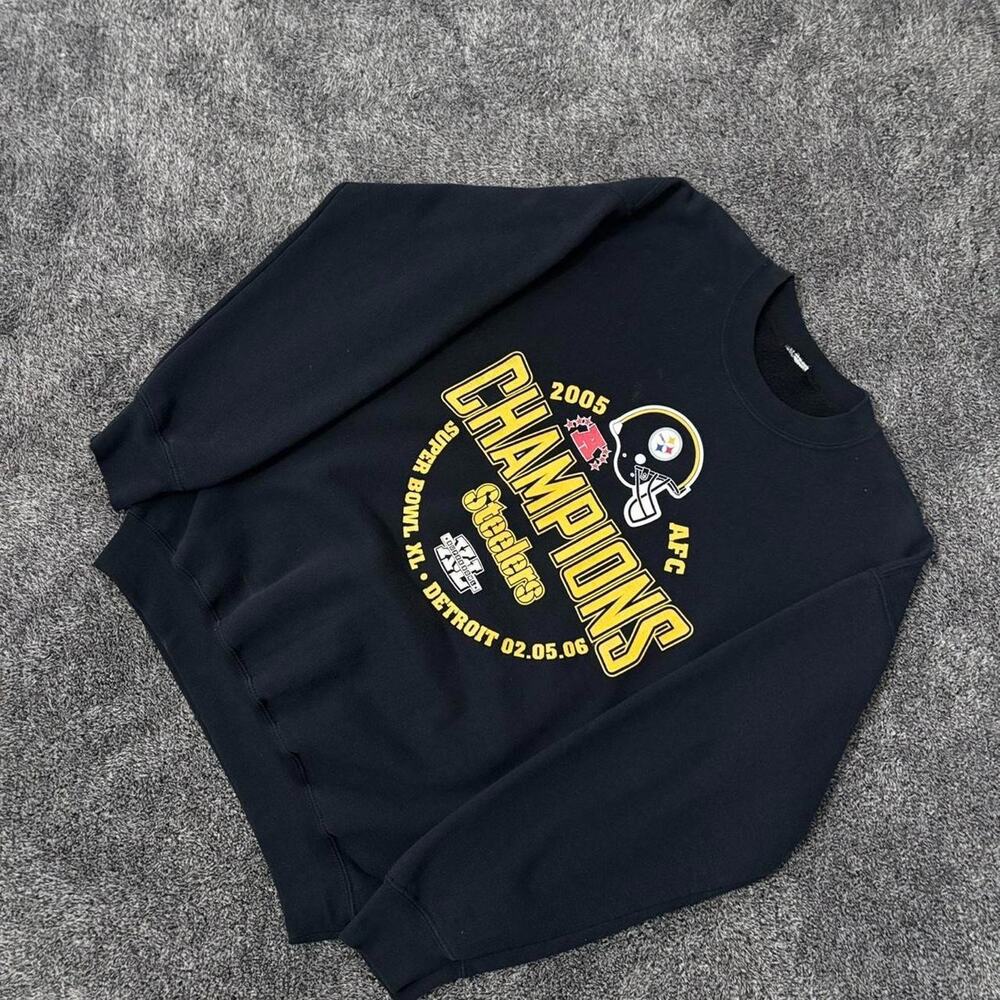 Vintage Pittsburgh Steelers Super Bowl XL Black Sweatshirt Crewneck Size Medium